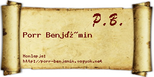 Porr Benjámin névjegykártya